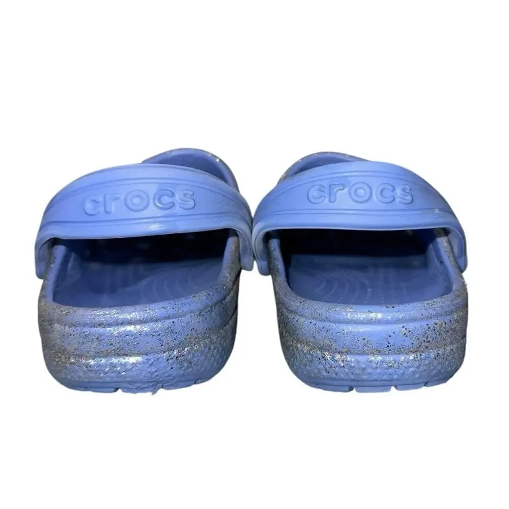 Crocs Kids Classic Glitter Clogs Blue Charm Shoes C10 Toddler
